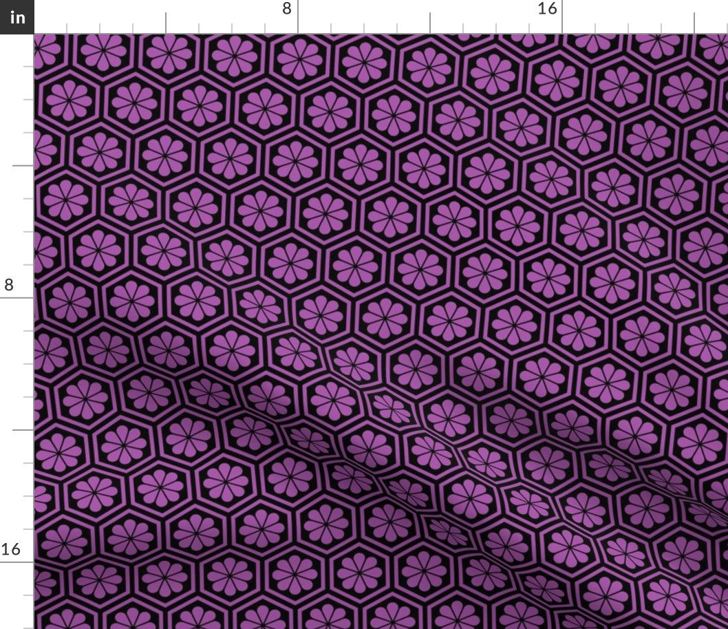 Geometric Pattern: Hexagon Flower: Purple/Black