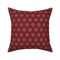 Geometric Pattern: Hexagon Flower: Red/Black