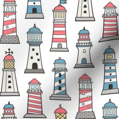 Lighthouses Nautical Sea Ocean Doodle