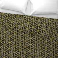 Gold and Silver Hexagonal Floral Petal Art Deco Inspired High Contrast Modern Art Deco