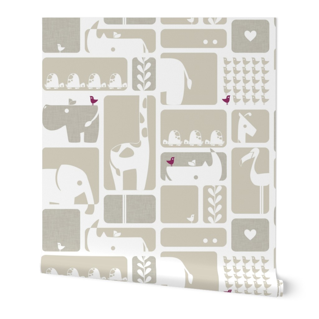 Animal Impression Collection - Animal Silhouette Quilt, Linen