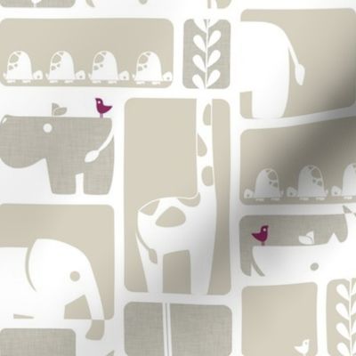Animal Impression Collection - Animal Silhouette Quilt, Linen
