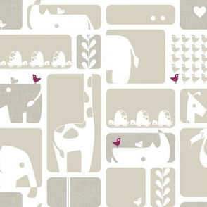 Animal Impression Collection - Animal Silhouette Quilt, Linen