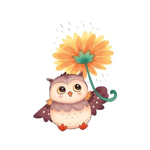 18" Owl with flower