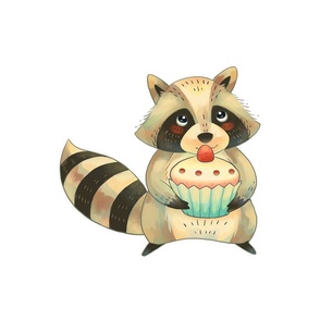 18" Raccoon with cupcake