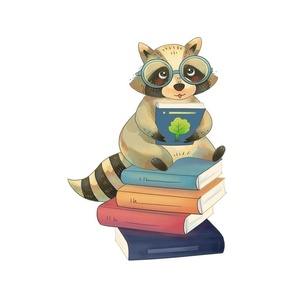 18" Reading Raccoon Design