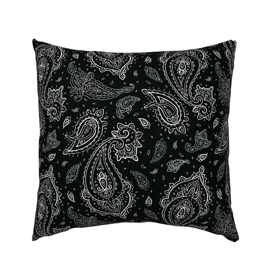 Bandana Paisley White on Black