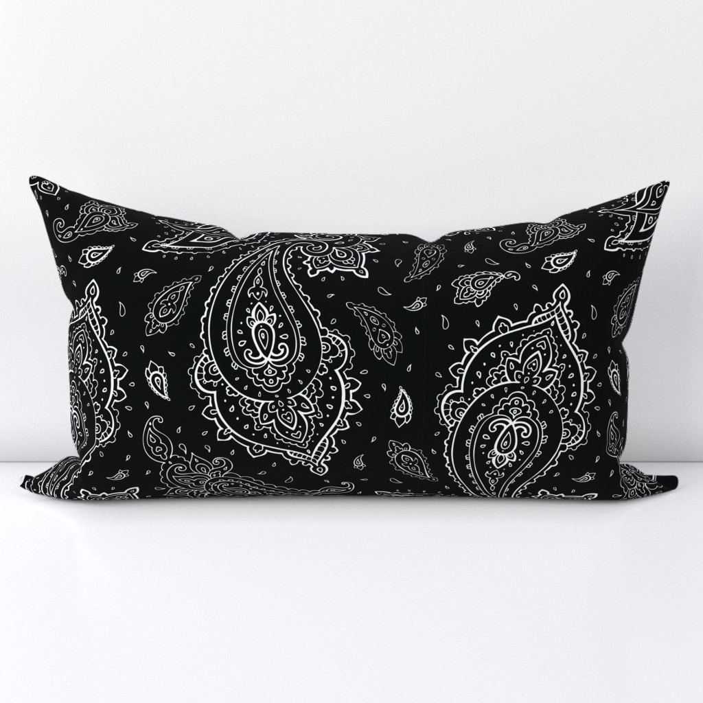 Bandana Paisley White on Black