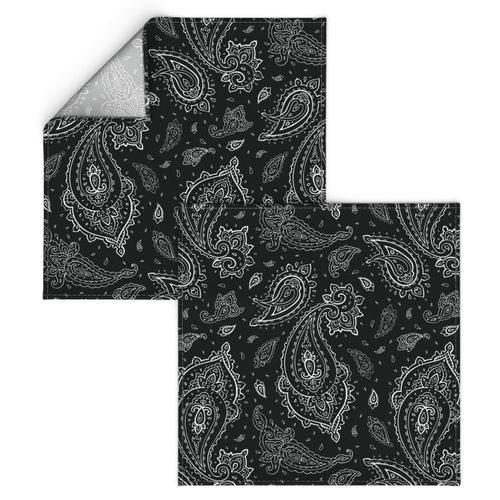 Bandana Paisley White on Black