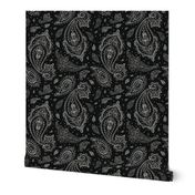 Bandana Paisley White on Black