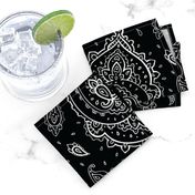 Bandana Paisley White on Black