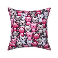 Maneko Kawaii Cats Pinks and Gray Full