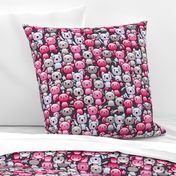 Maneko Kawaii Cats Pinks and Gray Full