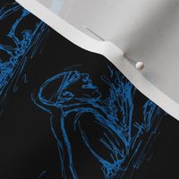 Swimming Sketches Blue on Black