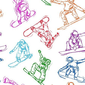 Snowboarding color Sketches on white