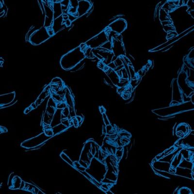Snowboarding blue Sketches on Black