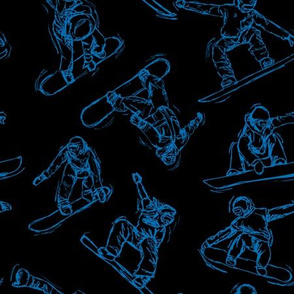 Snowboarding blue Sketches on Black