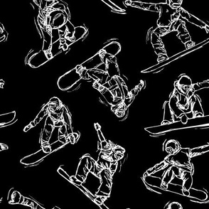 Snowboarding Sketches on Black