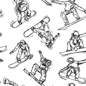 Snowboarding Sketches on white