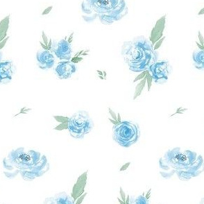 Victorian Watercolor Blue Roses