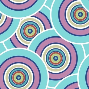 Multicolored gray pink, sky blue circles and rings
