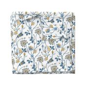 Scandinavian floral pattern with nordic  ornament on white background