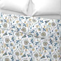Scandinavian floral pattern with nordic  ornament on white background