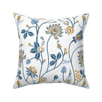 Scandinavian floral pattern with nordic  ornament on white background