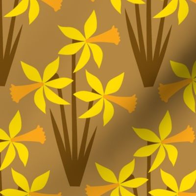 Daffodils on brown