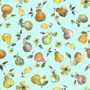 Pear Party in soft light blue