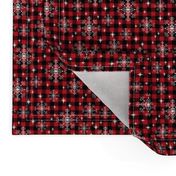 SMALL - buffalo plaid snowflakes winter christmas fabric snowflakes christmas plaid christmas fabric