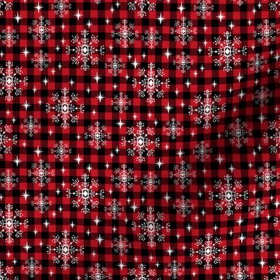 SMALL - buffalo plaid snowflakes winter christmas fabric snowflakes christmas plaid christmas fabric