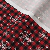 SMALL - buffalo plaid snowflakes winter christmas fabric snowflakes christmas plaid christmas fabric