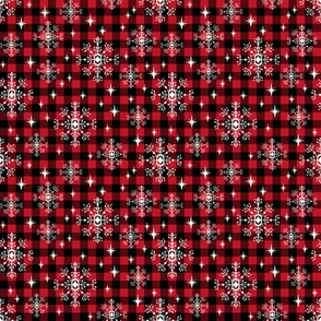 SMALL - buffalo plaid snowflakes winter christmas fabric snowflakes christmas plaid christmas fabric