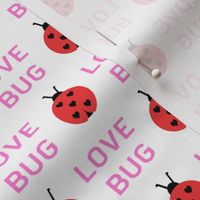 cute love bug ladybug valentines day fabric // cute valentines fabric, valentines day design, lovebug, ladybug, ladybird, - pink and red