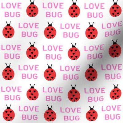 cute love bug ladybug valentines day fabric // cute valentines fabric, valentines day design, lovebug, ladybug, ladybird, - pink and red