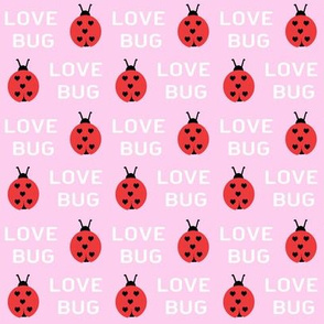 cute love bug ladybug valentines day fabric // cute valentines fabric, valentines day design, lovebug, ladybug, ladybird, - pastel pink