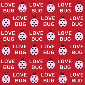 cute love bug ladybug valentines day fabric // cute valentines fabric, valentines day design, lovebug, ladybug, ladybird, - cherry red