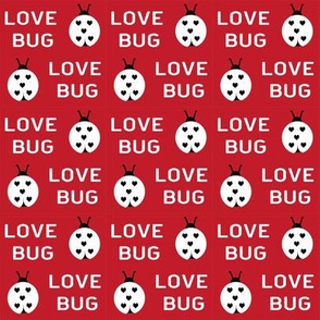 cute love bug ladybug valentines day fabric // cute valentines fabric, valentines day design, lovebug, ladybug, ladybird, - cherry red and white