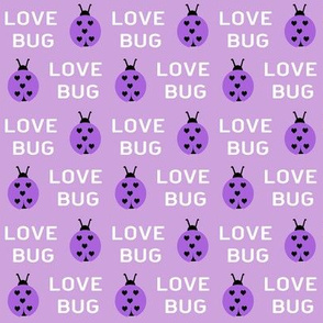 cute love bug ladybug valentines day fabric // cute valentines fabric, valentines day design, lovebug, ladybug, ladybird, - purple