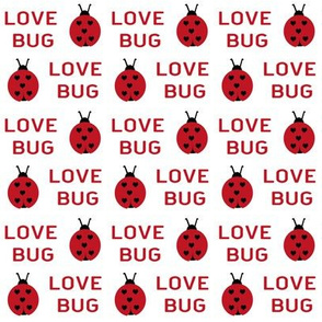 cute love bug ladybug valentines day fabric // cute valentines fabric, valentines day design, lovebug, ladybug, ladybird, - cherry red on white