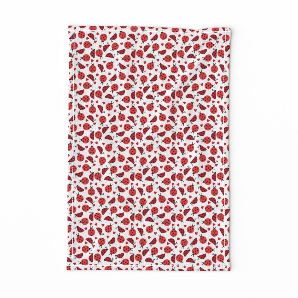 girly valentines day ladybug fabric // ladybug fabric, ladybird fabric, cute ladybird, girly ladybugs, girls fabric, cute design for valentines - red