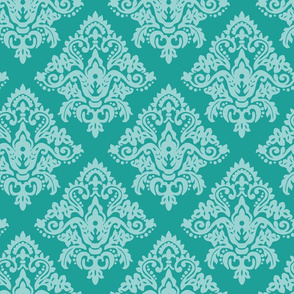 Damask Pattern Turquoise Teal