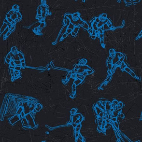 Hockey Sketch blue on black