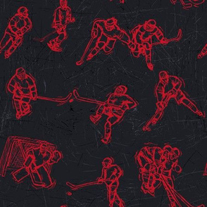 Hockey Sketch red on black