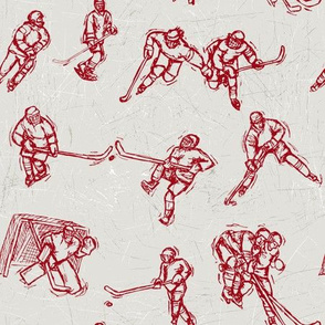 Hockey Sketch red on white