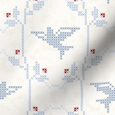 Summer Flight Cross Stitch: Red & Blue 