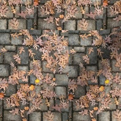 Oak Leaves On Pavers-SMALL-Half-Brick