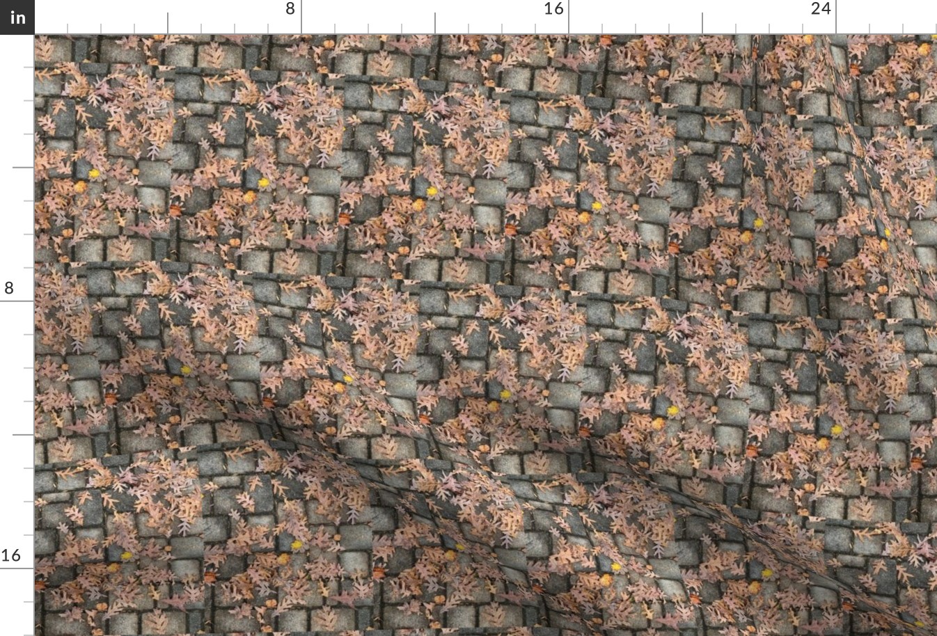 Oak Leaves On Pavers-SMALL-Half-Brick