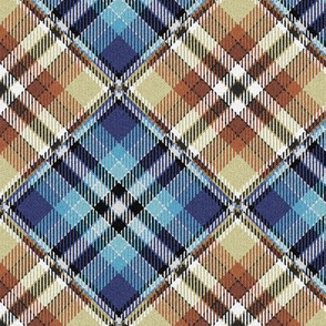 Fuzzy Look Blue and Beige Checkerboard Plaid